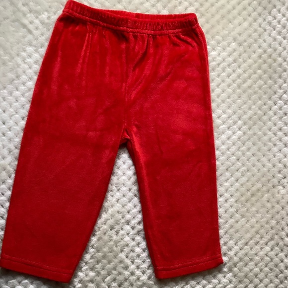 Red Velour Pants 12 Months 12M - Picture 1 of 4